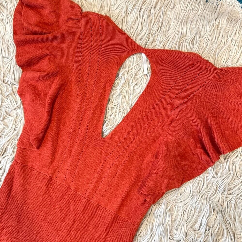 Free People Cozy Nights Burnt Red Orange Boho dress size medium - Picture 8 of 8